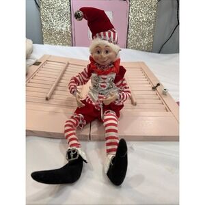 Cynthia Rowley Posable Christmas Elf Doll Figure Boy Present Shelf Sitter READ‎